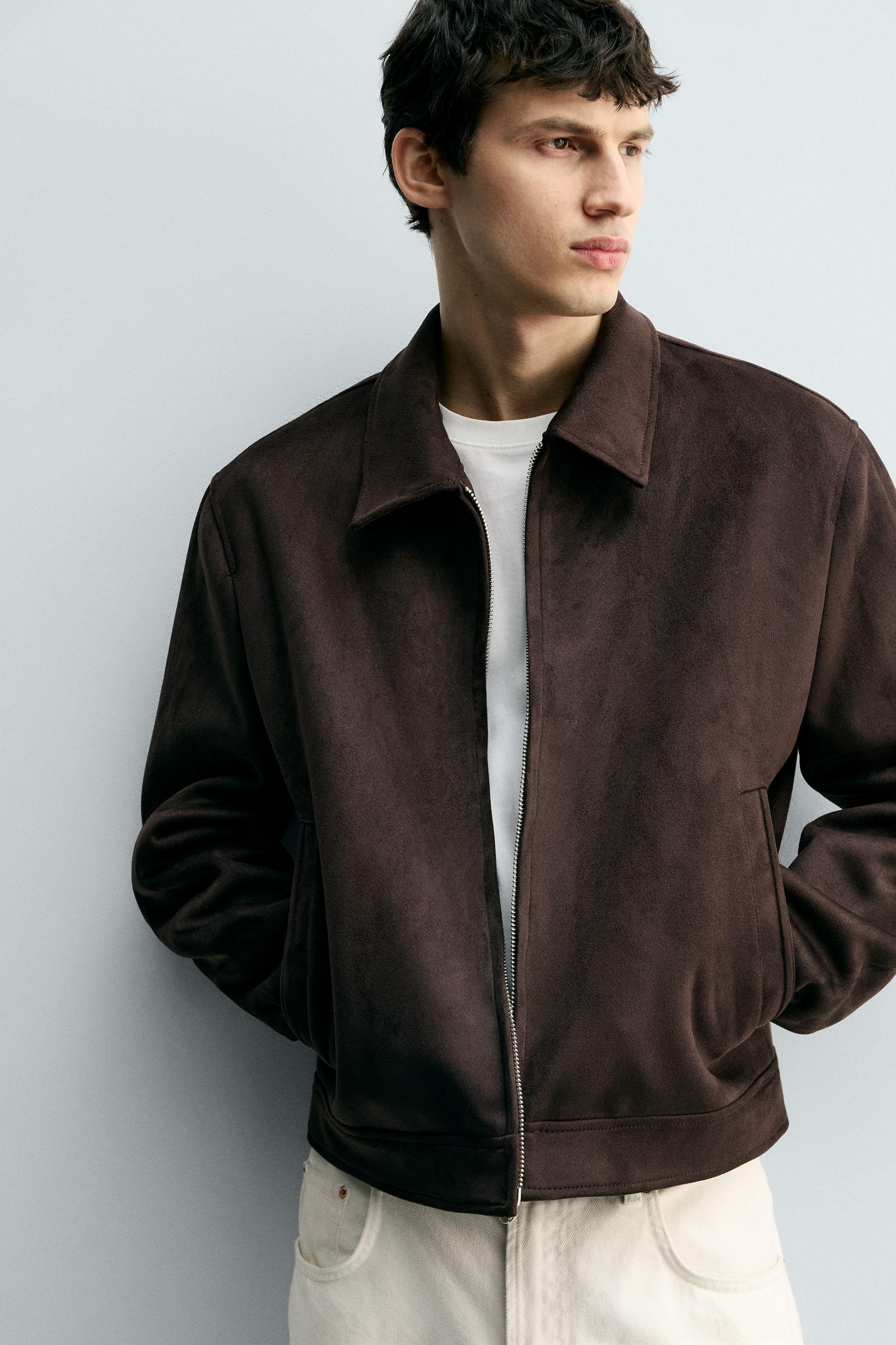 REGULAR FIT FAUX SUEDE JACKET